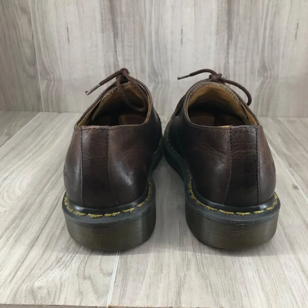 Dr Martens Shoes Mens 10 Brown Leather Lace Up Chunky Derby Oxfords